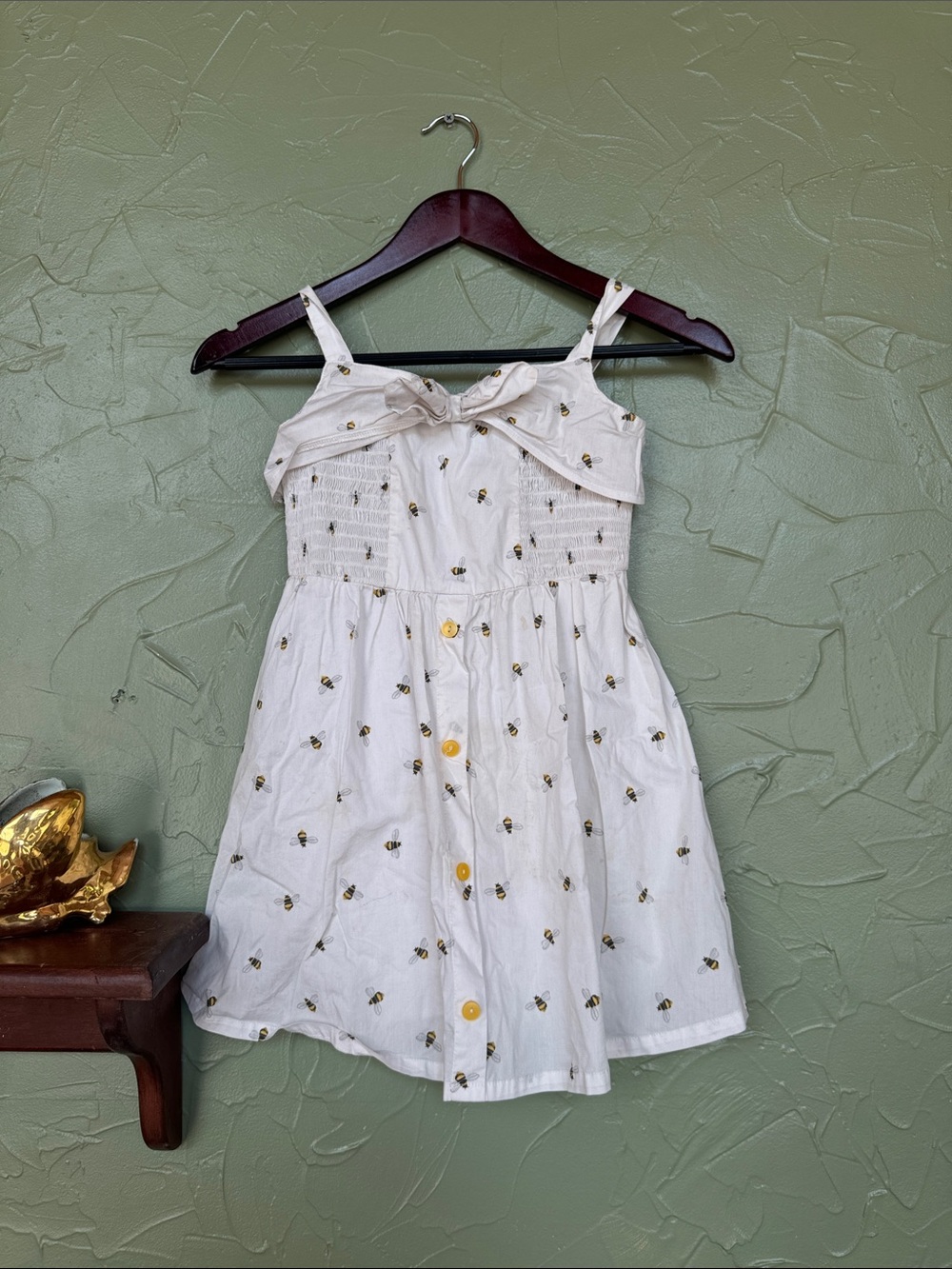 American Girl White Sundress with Bee Print